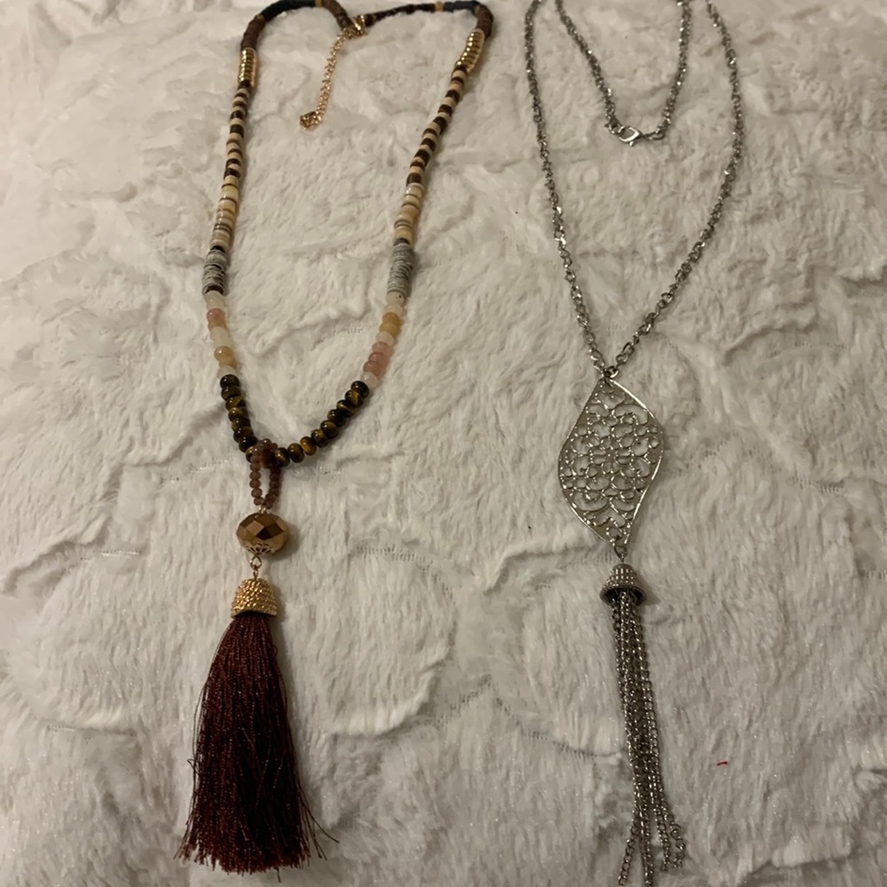 Necklace’s with tassel.One with some beads and gold tone.Brand‎ 1946